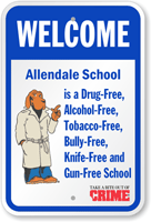 Personalized McGruff Welcome Alcohol-Free School Sign