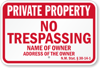 New Mexico Private Property Sign