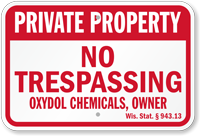 Wisconsin Custom Private Property Sign