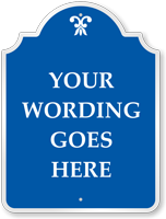 Custom Palladio Designer Sign with Motif Blue Reverse