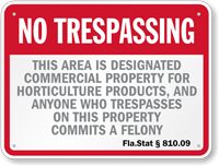 Customizable Florida No Trespassing Sign
