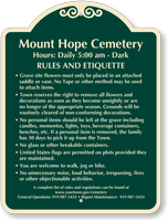 Designer Custom Cemetery Rules Sign