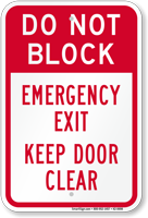Dont Block Emergency Exit Door Sign