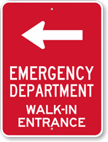 Emergency Department Walk In Entrance Sign