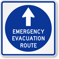 Emergency Evacuation Route Sign With Top Arrow Symbol