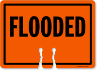 FLOODED Cone Top Warning Sign