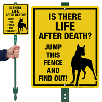 Funny Dog Warning LawnBoss Sign