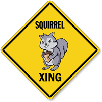 Funny Squirrel Crossing Diamond Sign