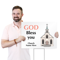 God Bless You Add Church Name Custom Yard Religious Sign