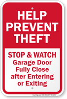 Help Prevent Theft Stop Watch Anti Theft Sign