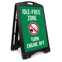 Idle Free Zone Turn Engine Off Portable Sidewalk Sign