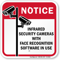 Infrared Security Cameras With Face Recognition Sign