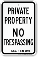 Kansas No Trespassing Sign