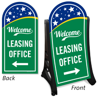 Leasing Office With Arrow Symbol Sidewalk Sign Kit