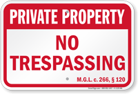 Massachusetts Private Property Sign
