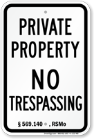 Missouri No Trespassing Sign