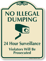 No Illegal Dumping Video Surveillance Sign