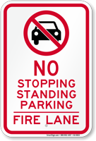 No Parking Or Stopping Fire Lane Sign