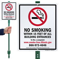 No Smoking Within 15 Feet Of Building Sign
