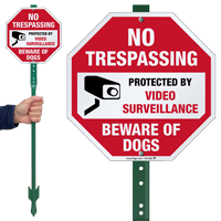 No Trespassing Beware Of Dogs LawnBoss Sign