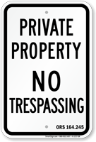 Oregon No Trespassing Sign