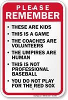 Please Remember Baseball Rules Sign