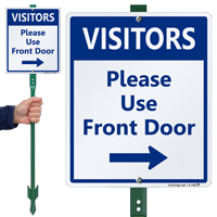 Please Use Front Door Sign with Arrow