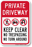 Private Driveway Keep Clear No Trespassing Sign