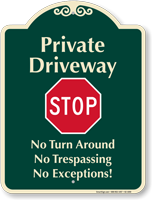 Private Driveway, Stop Signature Sign