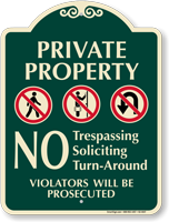 Private Property No Trespassing Soliciting Sign