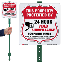 Property Protected By 24 Hour Surveillance LawnBoss Sign