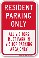 Resident Parking Only Sign