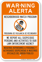 Bilingual Neighborhood Watch Sign