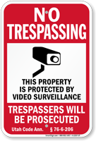 Utah Property Is Protected By Video Surveillance Sign