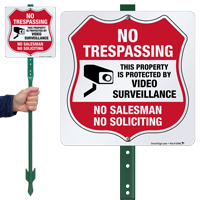 Video Surveillance No Soliciting LawnBoss Sign