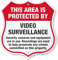 Video Surveillance Security Cameras In Use Shield Sign