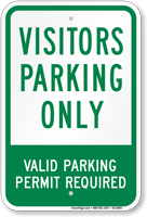 Visitors Parking Only Valid Parking Permit Sign