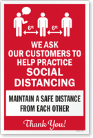We Ask Customers To Practice Social Distancing Social Distancing Sign