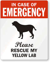 In Case Emergency Rescue My Yellow Lab Label