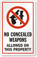 No Concealed Weapons Allowed Label