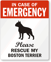 In Case Emergency Rescue My Boston Terrier Label