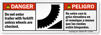 Bilingual Do Not Enter Trailer With Forklift Label