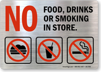 No Food Drinks Smoking In Store Label