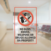 No Guns, Weapons or Drugs Allowed Glass Decal