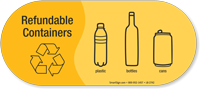 Refundable Containers, Plastic Bottles Cans Vinyl Recycling Sticker