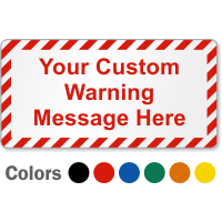 Customizable Warning Text Safety Label with Striped Border