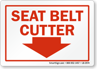 Seat Belt Cutter Down Arrow Label
