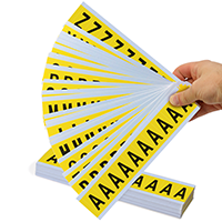 Vinyl Cloth 1 Inch character height black on yellow A Z Alphabet Kit