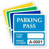 Parking Pass Numbered Decal