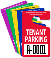 Tenant Parking Permit Mirror Hang Tag